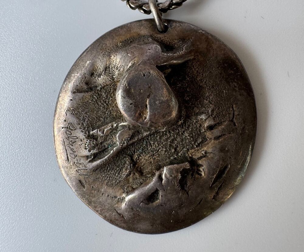Charles Pebworth Signed Dated 1976 Sterling Pendant Brutalist Texas Sculptor